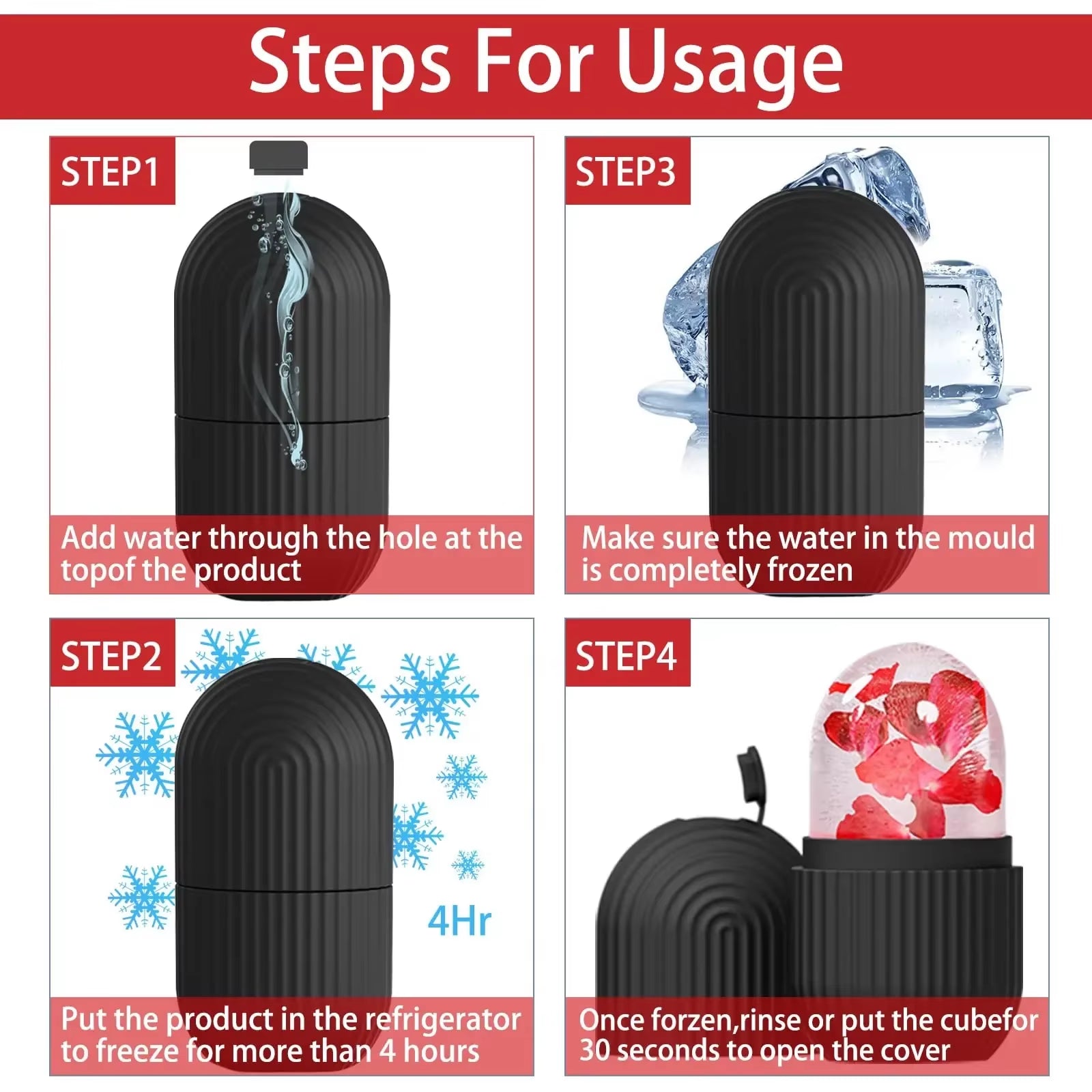 Reusable Ice Face Roller Beauty Ice Facial Rollers Mold Facial Massage Beauty Skin Care Tools Contour Leakproof Facial Massager